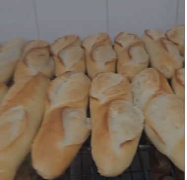 White half baguette 155gr Before Baking L: 25cm W:4cm  